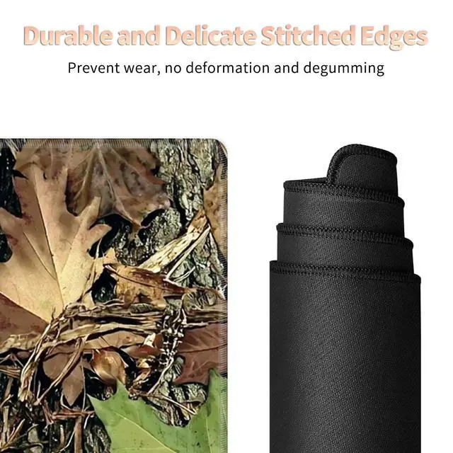 Alt view image 4 of 7 - Desk Mat Large Gaming Mouse Pad (31.5x11.8 inch) with Stitched Edges, XL Mouse Pad +Coaster, Extended Mouse Mat Keybroad Mousepad Non-Slip Rubber for Gamer Men Women, Camo Tree