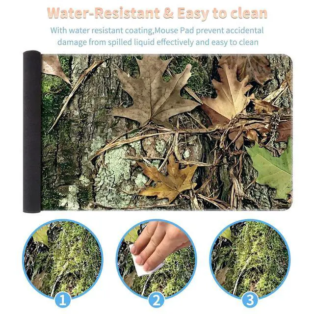 Alt view image 5 of 7 - Desk Mat Large Gaming Mouse Pad (31.5x11.8 inch) with Stitched Edges, XL Mouse Pad +Coaster, Extended Mouse Mat Keybroad Mousepad Non-Slip Rubber for Gamer Men Women, Camo Tree