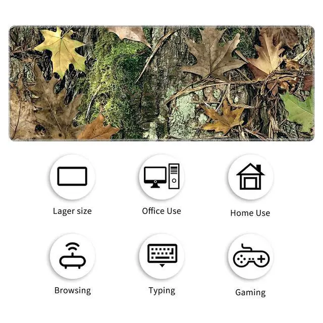 Alt view image 6 of 7 - Desk Mat Large Gaming Mouse Pad (31.5x11.8 inch) with Stitched Edges, XL Mouse Pad +Coaster, Extended Mouse Mat Keybroad Mousepad Non-Slip Rubber for Gamer Men Women, Camo Tree