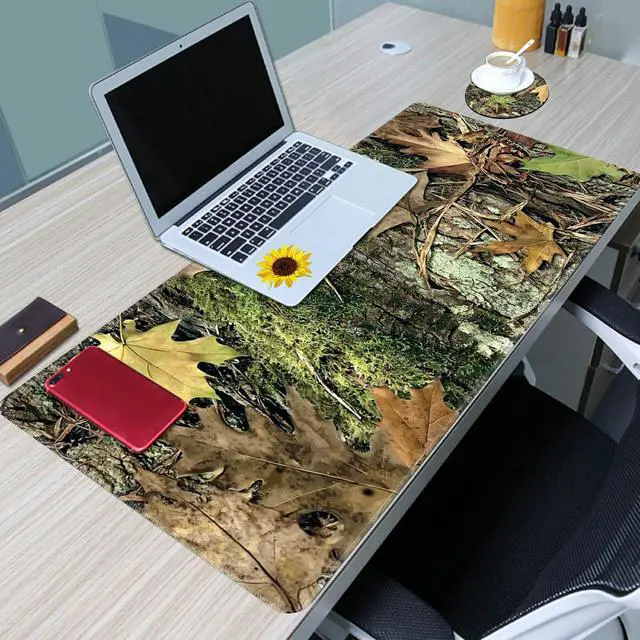 Alt view image 7 of 7 - Desk Mat Large Gaming Mouse Pad (31.5x11.8 inch) with Stitched Edges, XL Mouse Pad +Coaster, Extended Mouse Mat Keybroad Mousepad Non-Slip Rubber for Gamer Men Women, Camo Tree