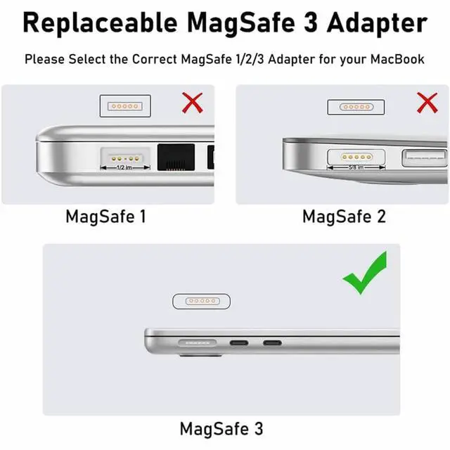 Alt view image 6 of 6 - USB C to Magnetic Adapter, Type-C to Magnetic 3 T-Head PD 140W Power Fast Charging Converter Compatible with 2021-2023 MacBook Pro Air (Magnetic 3rd)