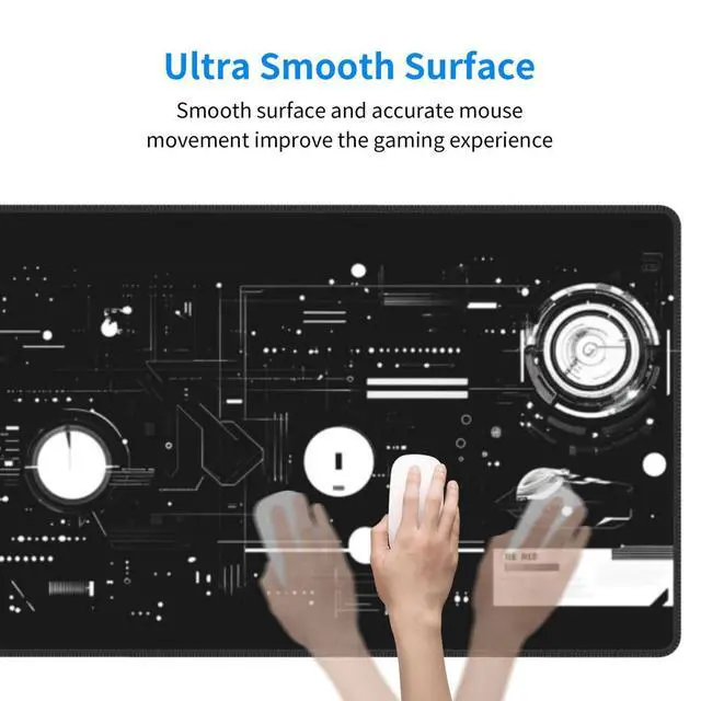 Alt view image 4 of 7 - Mechanical Mouse Pad 31.5 X 11.8 Inch Big Desk Rubber Base Stitched Edges Keyboard Pad Spaceship XXL Mouse Mat for Home Game and Office