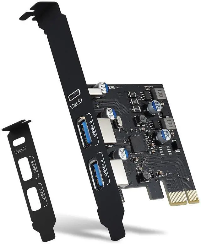 Main image of USB PCIE Card 18W Power Delivery, PCI Express 3 Port (Type C, 2 x Type A) PCIe USB 3.0 Fast Charging Card Expansion Card with Low Profile Bracket for Desktop PC Windows XP/7/8/10 and Mac OS
