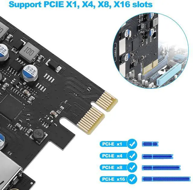 Alt view image 4 of 7 - USB PCIE Card 18W Power Delivery, PCI Express 3 Port (Type C, 2 x Type A) PCIe USB 3.0 Fast Charging Card Expansion Card with Low Profile Bracket for Desktop PC Windows XP/7/8/10 and Mac OS