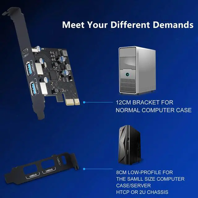 Alt view image 6 of 7 - USB PCIE Card 18W Power Delivery, PCI Express 3 Port (Type C, 2 x Type A) PCIe USB 3.0 Fast Charging Card Expansion Card with Low Profile Bracket for Desktop PC Windows XP/7/8/10 and Mac OS