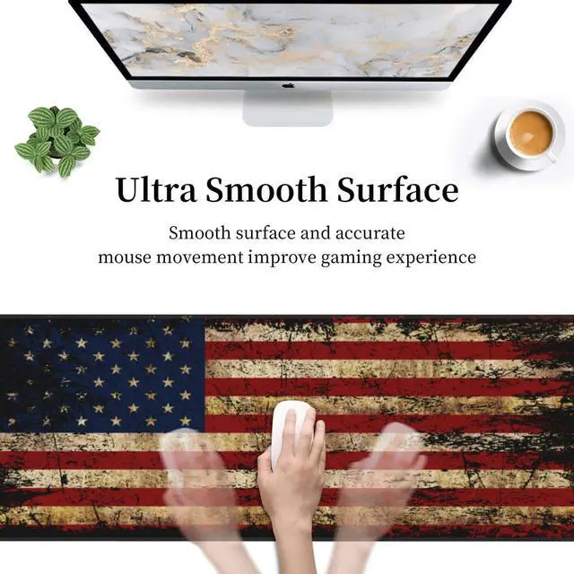 Alt view image 5 of 6 - American Flag Gaming Mouse Pad, Large Mouse Pad for Desk Mat XXL XL Mousepad, Big Keyboard Pad Office Desk Accessories Decor