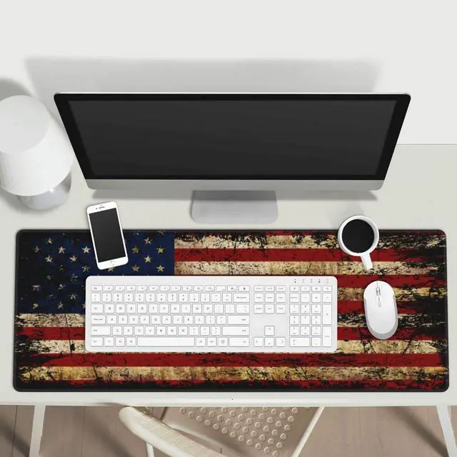 Alt view image 6 of 6 - American Flag Gaming Mouse Pad, Large Mouse Pad for Desk Mat XXL XL Mousepad, Big Keyboard Pad Office Desk Accessories Decor