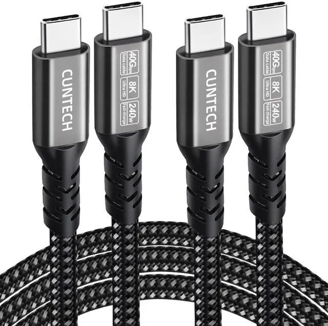 Main image of USB4 Cable for Thunderbolt 4/3 Cable 3.3ft 2-Pack, 40Gbps Data Transfer 240W PD Fast Charging 8K/4K@60Hz Video Monitor Cable for MacBook iPhone16/17 iPad Samsung Galaxy Cell Phone Tablet Laptop