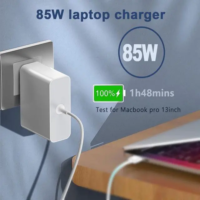 Alt view image 3 of 5 - MacBook Pro Charger, 85W T-Tip Magnetic Power Adapter, Replacement Charger Compatible with MacBook Pro 15/13-inch (2012-2015) (A1398 A1425 A1502), MacBook Air 11/13-inch (2012-2017) (A1465 A1466)