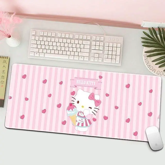 Alt view image 2 of 3 - Kawaii Girly Cute Gaming Mouse Pads, Long Extended Desk Mat, Extra Large Girl Anime Mousepad Keyboard Pads for Work Game Office Home (Kitty)