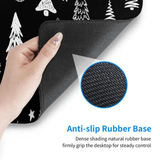 Alt view image 5 of 6 - Black White Christmas Mouse Pad 31.5 X 11.8 Inch XL Xmas Tree Holiday Extended Large Gaming Mousepad Keyboard Desk Mat Non-Slip Rubber Base Stitched Edges for Home Office