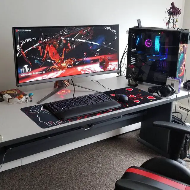 Alt view image 3 of 5 - Large Gaming Mouse Pad 31.5 x 11.8in Desk Mat for Office Mousepad Anti-Skid Rubber Base Soft Comfortable and Durable Desk Pad (Black)