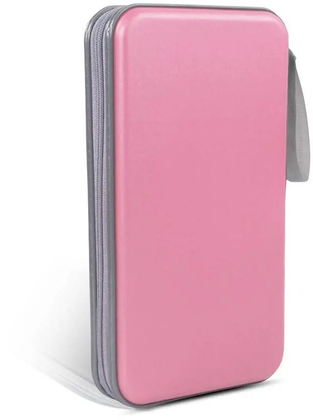 Main image of Car CD DVD Case - 96 Capacity DVD Disc Storage Binder Wallet - Portable Hard Plastic CD Case Holder - Zipper Protective CD/DVD Organizer for Car Office Home Travel (Pink)