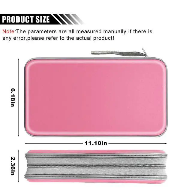 Alt view image 2 of 6 - Car CD DVD Case - 96 Capacity DVD Disc Storage Binder Wallet - Portable Hard Plastic CD Case Holder - Zipper Protective CD/DVD Organizer for Car Office Home Travel (Pink)