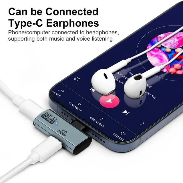 Alt view image 4 of 7 - USB C OTG Adapter, Type C 100W PD Charging to Dual USB C Splitter for iPhone 15 Pro Max, Google TV Chromecast 2020, MacBook, Samsung Galaxy S22/S23 (Gray)