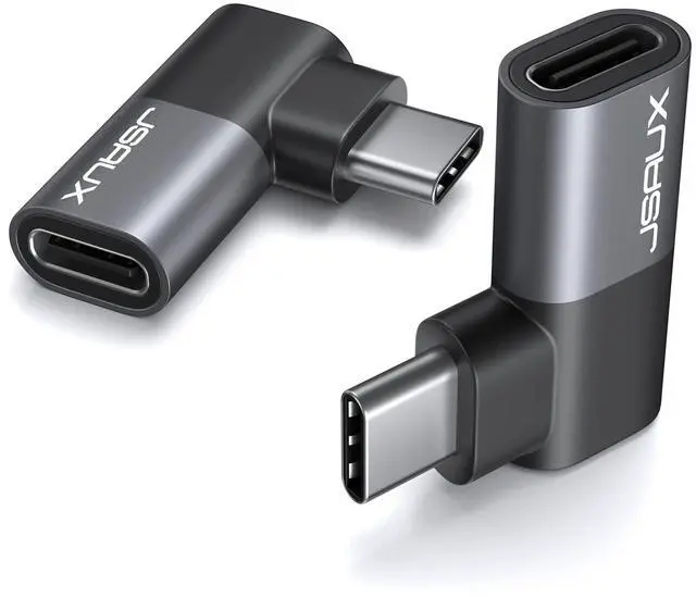 Main image of 90 Degree USB C Male to Female Adapter 2-Pack, 100W 40Gbps
