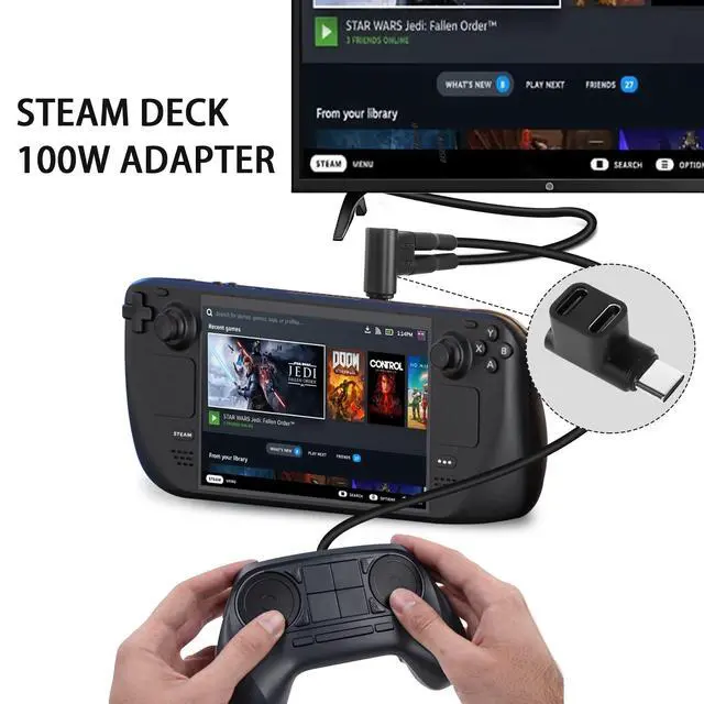 Alt view image 3 of 4 - 1 to 2 USB C 3.1 90 ° Angle Adapter 10Gbps USB 3.1 Type C Male to USB C3.1+USB C2.0 Dual Female Right Angle Connector Cannot be simultaneously Charged for Smartphone Steam Deck