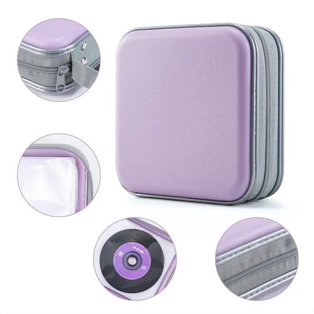Alt view image 3 of 7 - DVD Case, 48 Capacity CD Case Portable CD Holder Storage Hard Plastic DVD Wallet Holder Organizer for Car (Lavender)