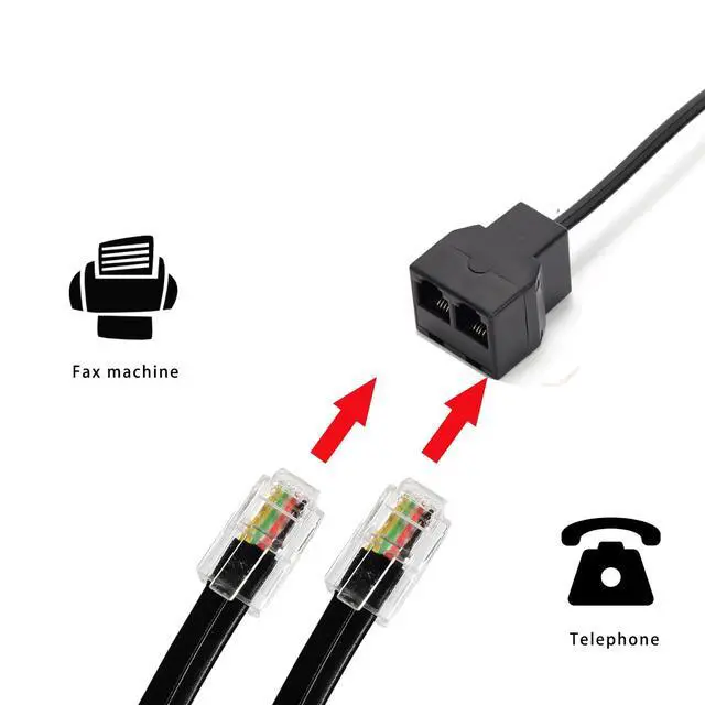 Alt view image 4 of 7 - Phone Line Splitter,Telephone Splitter,with RJ11 6P4C Plugs,Suitable for Telephone,Fax Machine,Black (Black 3Pack)