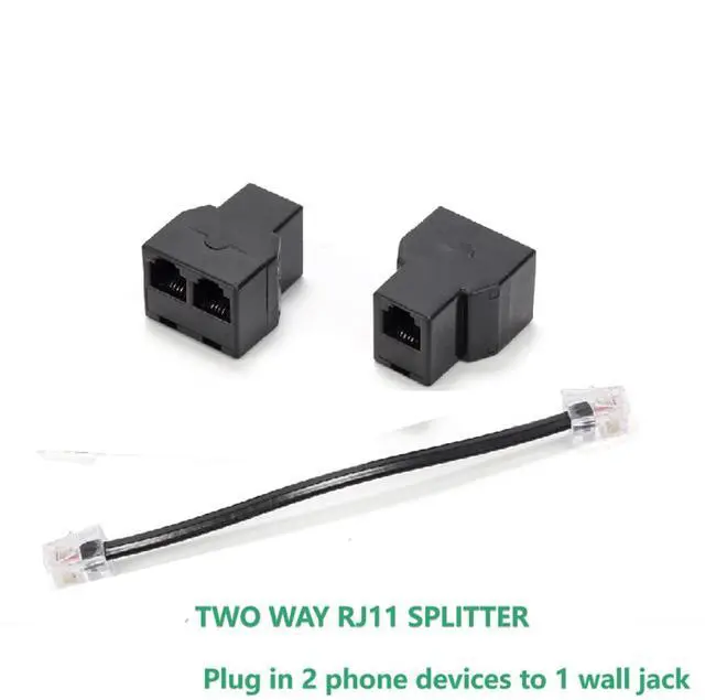 Alt view image 5 of 7 - Phone Line Splitter,Telephone Splitter,with RJ11 6P4C Plugs,Suitable for Telephone,Fax Machine,Black (Black 3Pack)