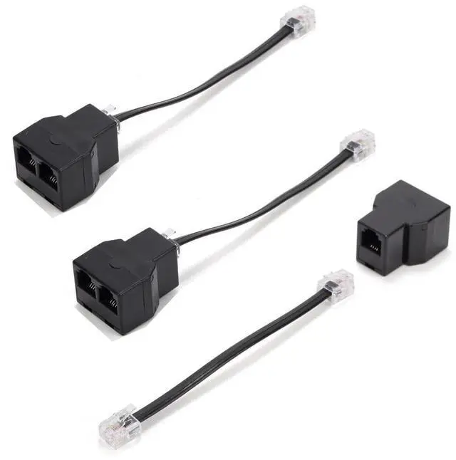 Main image of Phone Line Splitter,Telephone Splitter,with RJ11 6P4C Plugs,Suitable for Telephone,Fax Machine,Black (Black 3Pack)