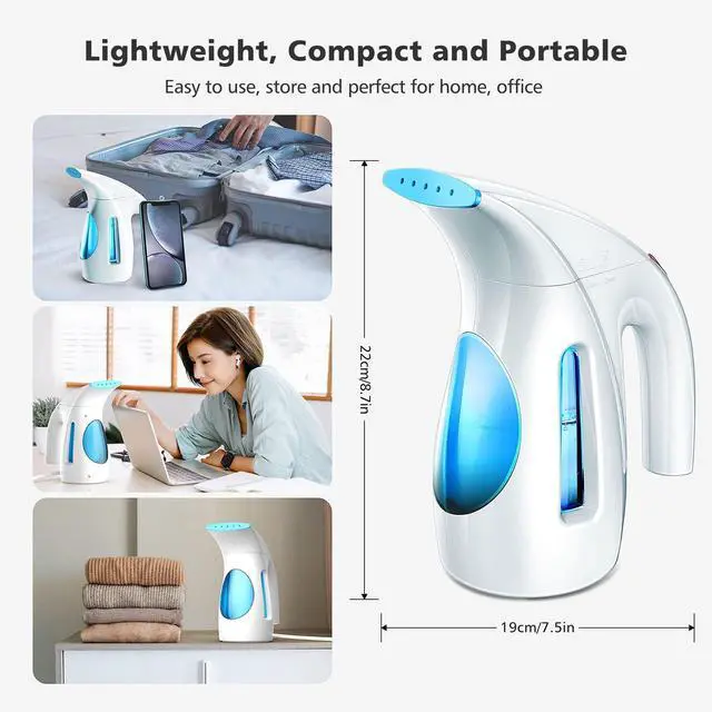 Alt view image 2 of 6 - Steamer for Clothes, Portable Handheld Clothing Steamer, 240ml Big Capacity, 700W, Strong Power, Fabric Quick Wrinkle Remover for Home, Office(ONLY FOR 120V)-Maya Blue