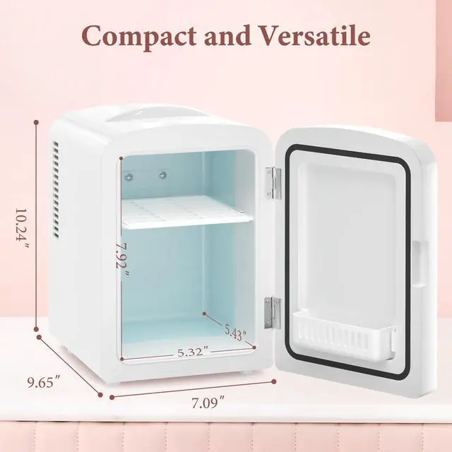 Alt view image 6 of 6 - Mini Fridge, 4L Portable Small Refrigerator for Skincare, Cosmetics, Food & Drinks, Compact Refrigerator for Bedroom, Dorm, Car, Office, White