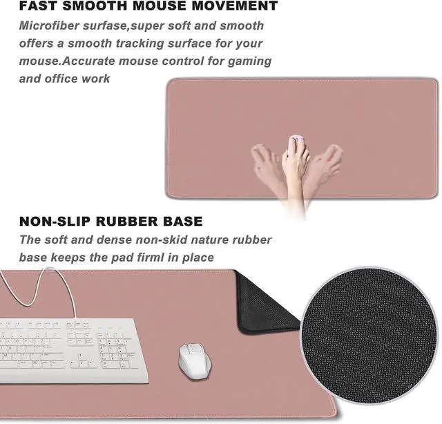 Alt view image 2 of 7 - Large Mouse Pad, XXL Extended Computer Keyboard Mouse Mat with Stitched Edges, 31.5" x 15.7" Non-Slip Waterproof Rubber Base Office Big Long Gaming Mousepad for Work, Game, Office, Home, Pink