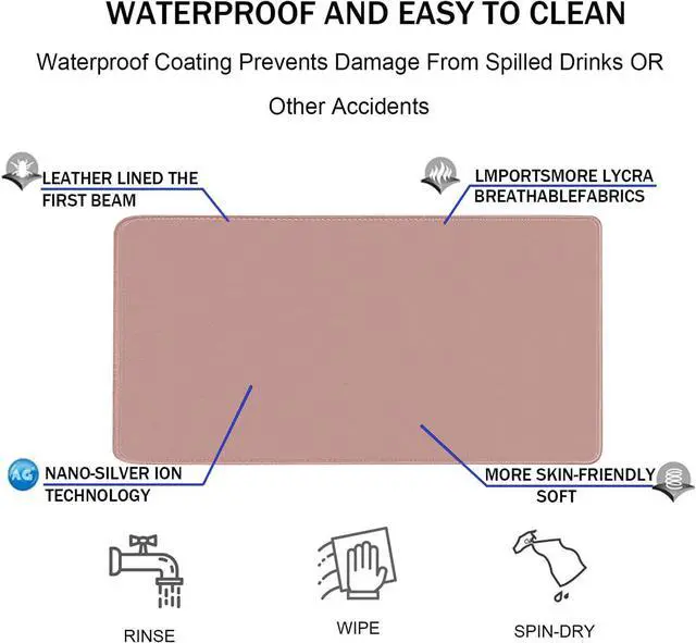 Alt view image 6 of 7 - Large Mouse Pad, XXL Extended Computer Keyboard Mouse Mat with Stitched Edges, 31.5" x 15.7" Non-Slip Waterproof Rubber Base Office Big Long Gaming Mousepad for Work, Game, Office, Home, Pink