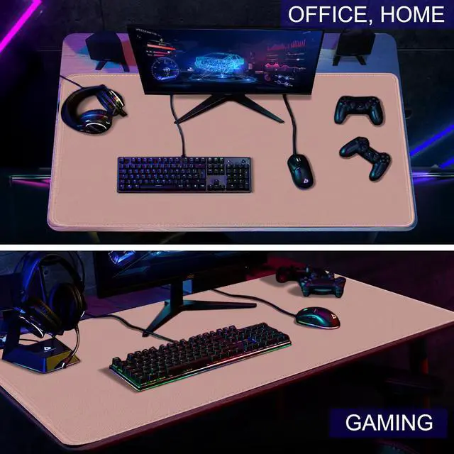Alt view image 7 of 7 - Large Mouse Pad, XXL Extended Computer Keyboard Mouse Mat with Stitched Edges, 31.5" x 15.7" Non-Slip Waterproof Rubber Base Office Big Long Gaming Mousepad for Work, Game, Office, Home, Pink