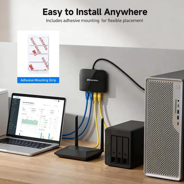 Alt view image 6 of 7 - USB C to 4-Port Gigabit Ethernet Switch for Network Sharing on the Move, Thunderbolt Ethernet Splitter, USB C Gigabit Switch, Compatible with Thunderbolt 5/4