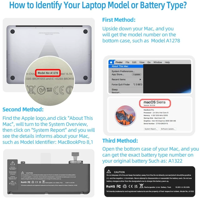 Alt view image 5 of 6 - A1278 Battery Replacement, A1322 Battery for MacBook Pro 13 Inch (Mid 2012 2010 2009 Early 2011 Late 2011) Improved Capacity 10.95V 6000mAh 65.5Wh (A1278 A1322 Battery & Tool Set)