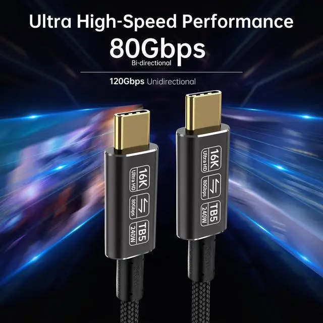 Alt view image 3 of 7 - usb c data transfer cable Compatible with Thunderbolt 5 cable,Thunderbolt 4/3,80 Gbps usb c data transfer cable, Supports 16K/Dual 8K usb c to usb c video cable, usb c to usb c for monitor 6.6FT