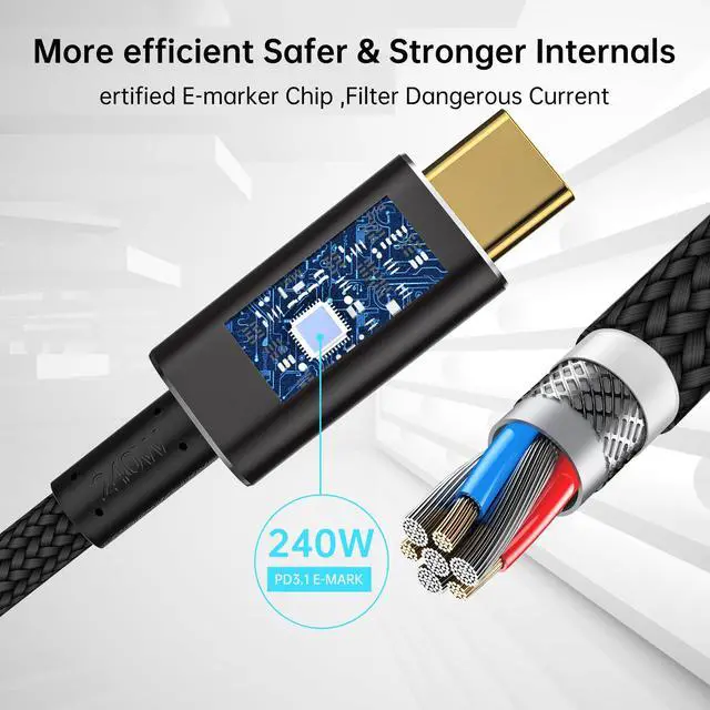 Alt view image 6 of 7 - usb c data transfer cable Compatible with Thunderbolt 5 cable,Thunderbolt 4/3,80 Gbps usb c data transfer cable, Supports 16K/Dual 8K usb c to usb c video cable, usb c to usb c for monitor 6.6FT