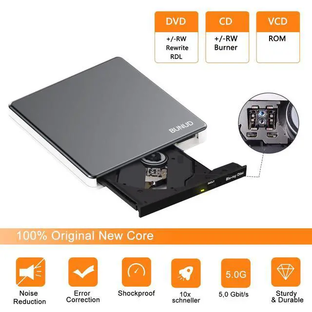 Alt view image 4 of 7 - External Blu Ray CD DVD Drive, USB 3.0 Type C Blu ray Burner BD Player Read/Write Portable Bluray Drive Slim Optical Blue Ray CD DVD Reader for Laptop PC Windows 11 MacBook Pro Air Desktop Linux OS