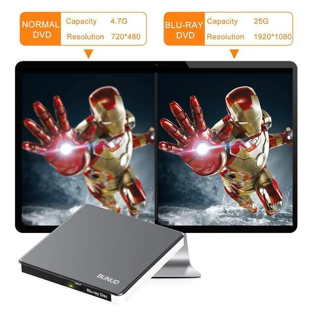 Alt view image 2 of 7 - External Blu Ray CD DVD Drive, USB 3.0 Type C Blu ray Burner BD Player Read/Write Portable Bluray Drive Slim Optical Blue Ray CD DVD Reader for Laptop PC Windows 11 MacBook Pro Air Desktop Linux OS