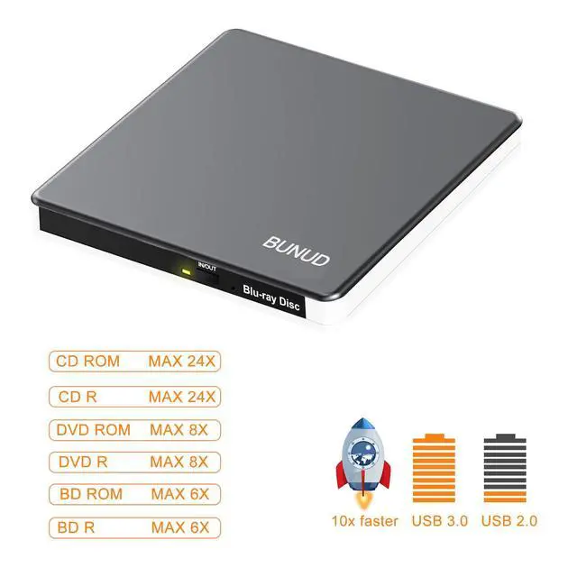 Alt view image 5 of 7 - External Blu Ray CD DVD Drive, USB 3.0 Type C Blu ray Burner BD Player Read/Write Portable Bluray Drive Slim Optical Blue Ray CD DVD Reader for Laptop PC Windows 11 MacBook Pro Air Desktop Linux OS