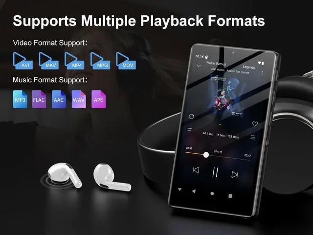 Alt view image 4 of 7 - 160GB MP3 Player with Bluetooth and WiFi, Oilsky 4.02" HD Music Player with Spotify, Audible, Amazon Music, Deezer, MP3 & MP4 Players Android 13 Touch Screen and Speaker, Up to 1TB