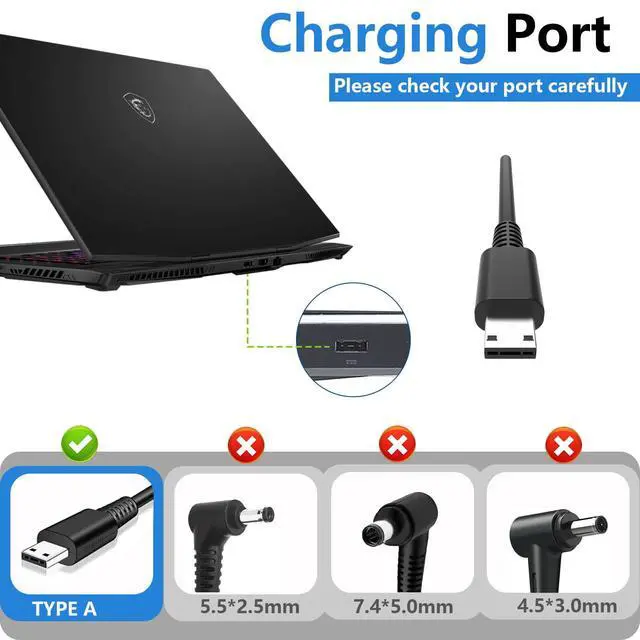 Alt view image 2 of 7 - 330W 280W AC Adapter for MSI Raider GE76 GE77 GE78 GE67 GE68 Vector 16 17 GP76HX GP68HX Titan GT77 Laptop Charger A20-330P1A A330A018P Power Supply