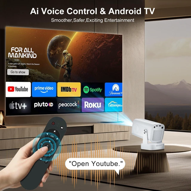 Alt view image 6 of 7 - Mini Projector Wifi Bluetooth 5.4, 1080P Native, Auto Focus & Keystone, 4K | Built in Apps, Short Throw, Portable Smart Proyector for Outdoor Movies/Bedroom/Gaming (2026 Upgrade)