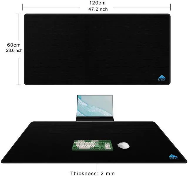 Alt view image 2 of 7 - 48'' x 24'' XXL Gaming Mouse Pad, Large Computer Mouse Pad, Special-Textured Surface Desk Mat, Non-Slip Rubber Base Desk Matt for Desktop with Stitched Edges, Extended Keyboard Mouse Mat, Black