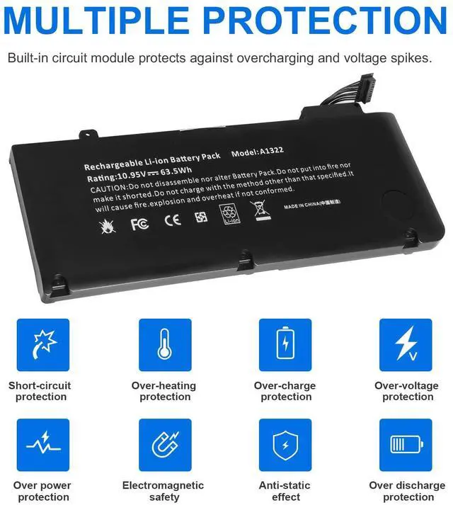 Alt view image 4 of 7 - A1322 A1278 Laptop Battery for MacBook Pro 13" Mid 2012 2010 Late 2011 Early 2011 661-5229 661-5557 020-6547-A 020-6765-A