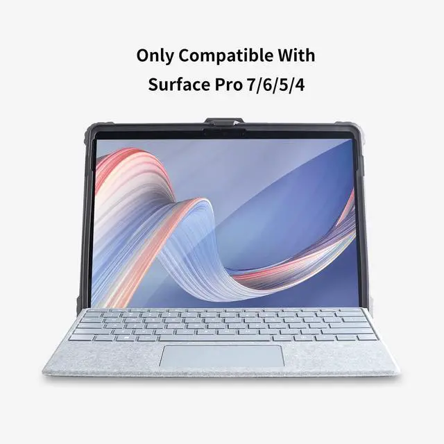 Alt view image 2 of 6 - for Microsoft Surface Pro 7/6/5/4 Case with Shoulder Strap, Hand Strap, Stylus Pen Holder, Rugged, Shock-Absorbing and Drop-Resistant(12.3inch)
