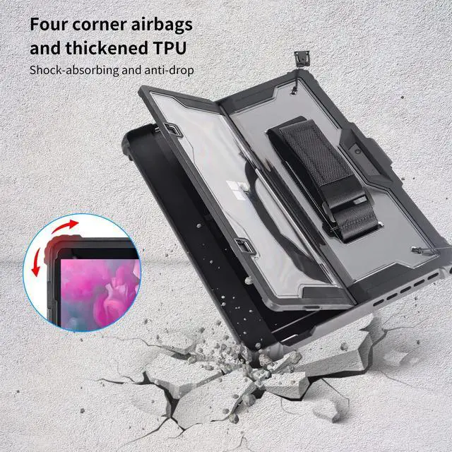 Alt view image 5 of 6 - for Microsoft Surface Pro 7/6/5/4 Case with Shoulder Strap, Hand Strap, Stylus Pen Holder, Rugged, Shock-Absorbing and Drop-Resistant(12.3inch)