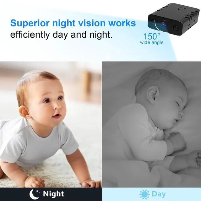 Alt view image 5 of 7 - Mini Camera, HD Night Vision Home Nanny - Smallest WiFi Wireless Spy Camera with Motion Detection, App Control, Cloud Storage and SD Storage for Pet/Infant/Car Surveillance