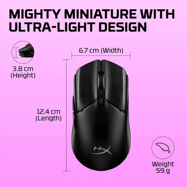 Alt view image 3 of 7 - Pulsefire Haste 2 Mini Wireless Gaming Mouse for PC Compact Lightweight Bluetooth 2.4GHz Black