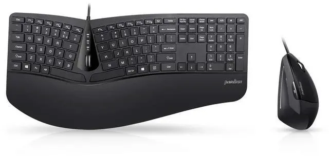 Main image of Periduo-505, Wired USB Ergonomic Split Keyboard and Vertical Mouse Combo with Adjustable Palm Rest and Short Tactical Membrane Keys, US English Layout