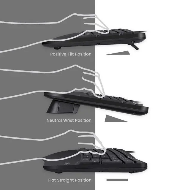 Alt view image 3 of 4 - Periduo-505, Wired USB Ergonomic Split Keyboard and Vertical Mouse Combo with Adjustable Palm Rest and Short Tactical Membrane Keys, US English Layout