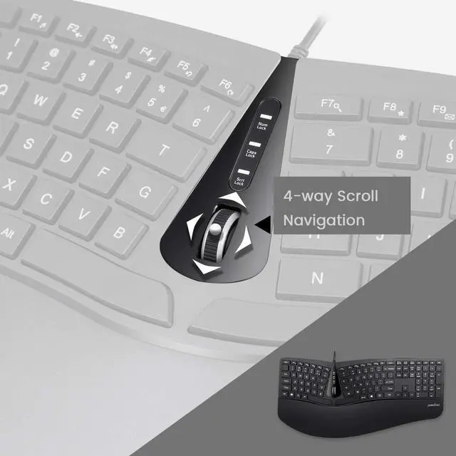 Alt view image 4 of 4 - Periduo-505, Wired USB Ergonomic Split Keyboard and Vertical Mouse Combo with Adjustable Palm Rest and Short Tactical Membrane Keys, US English Layout