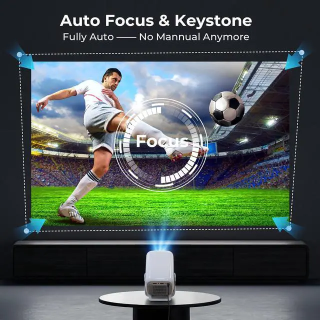 Alt view image 3 of 7 - Native 1080P Smart Mini Projector with WiFi 6 Bluetooth 5.4, Full HD 4K Support Auto Focus&Keystone,Built-in Apps Android TV OS,Stereo Speakers,Portable Movie Projector for iPhone Home Outdoor WEMI X3